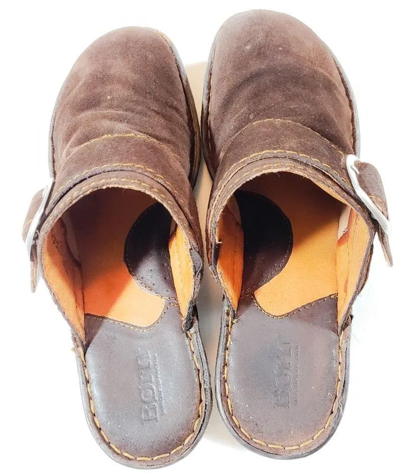 Born Women's Brown Suede Leather Wedge Clogs. Size 9 - Image 3