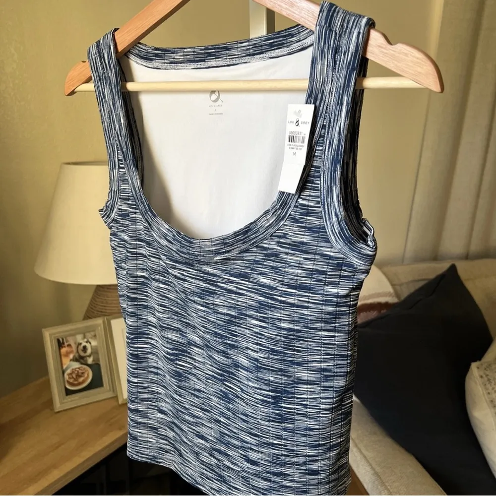 Lou & Grey Spacedye Ribbed Bra Tank Top Navy Size M NWT $44.95 - Image 4
