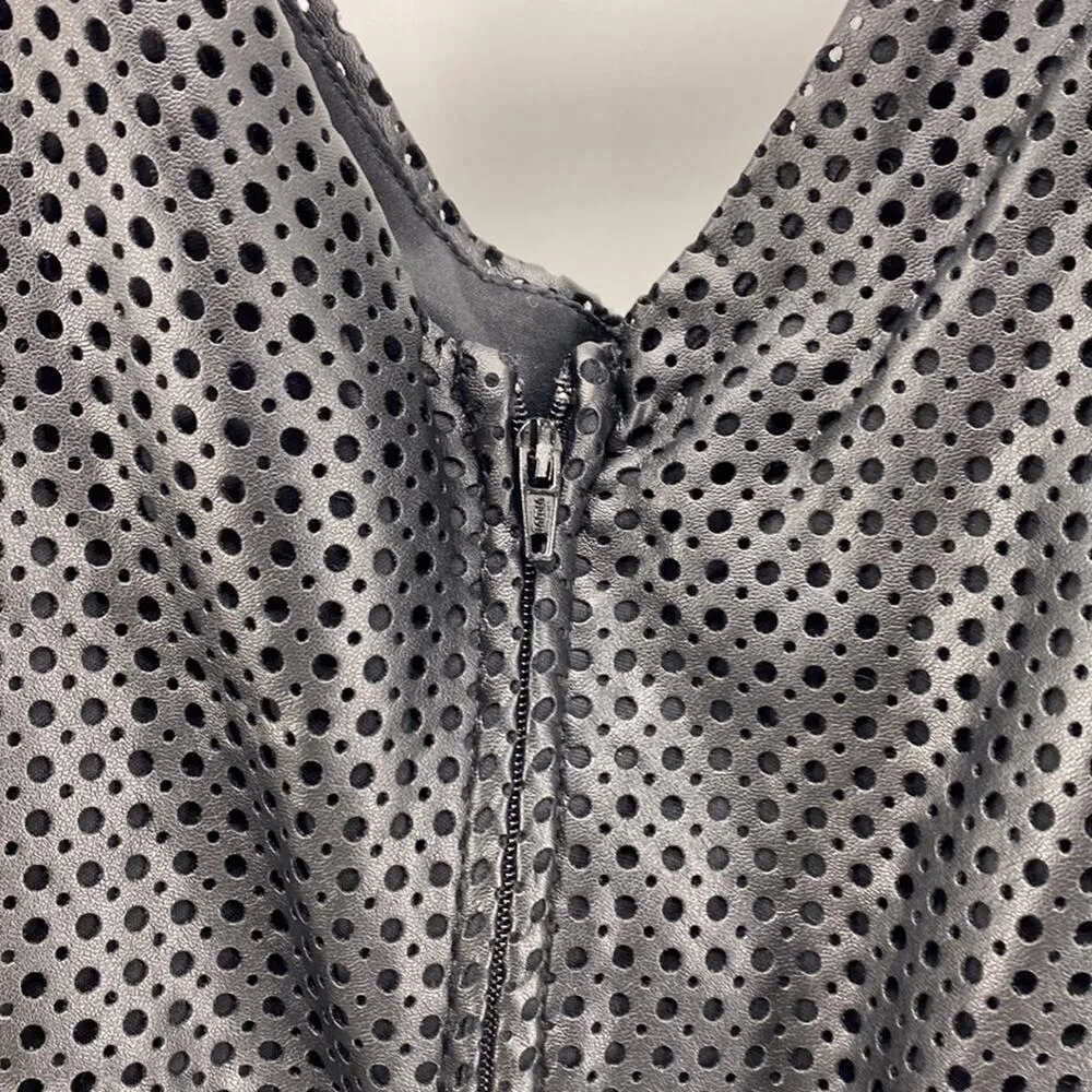 Torrid faux leather vegan leather laser cut skater dress black above the knee - Image 8