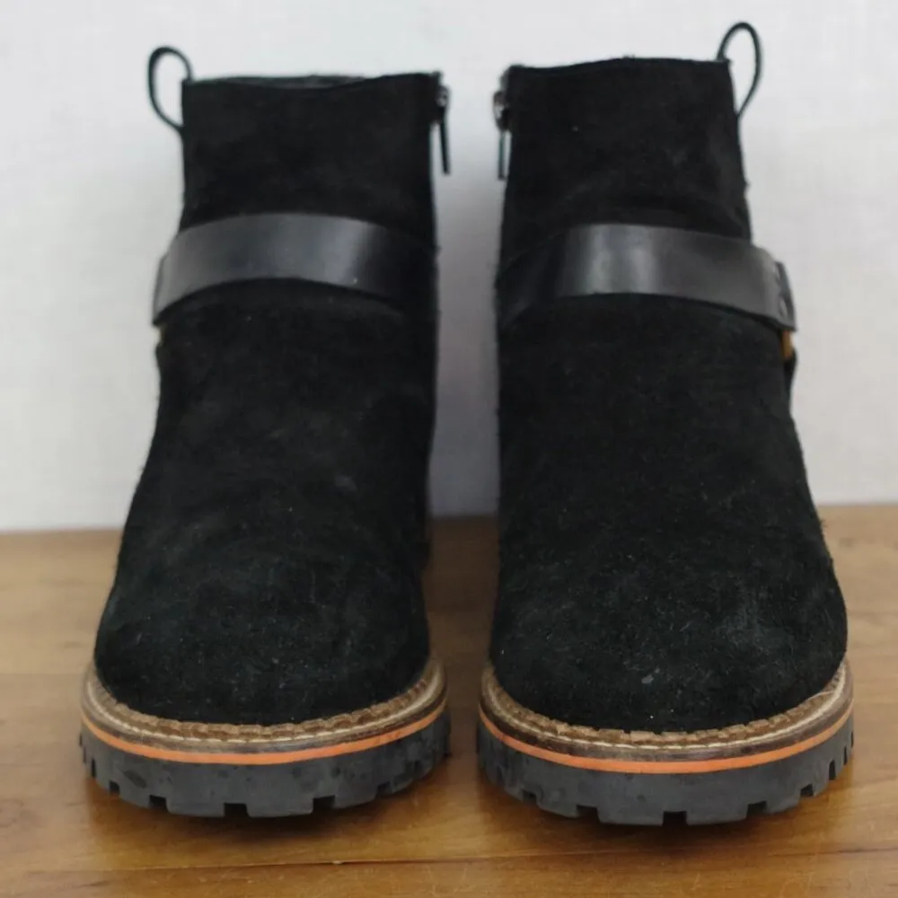 Spanish Made Suede Side ZIp Harness Style Ankle Boots Size EU 40 Black - Image 10