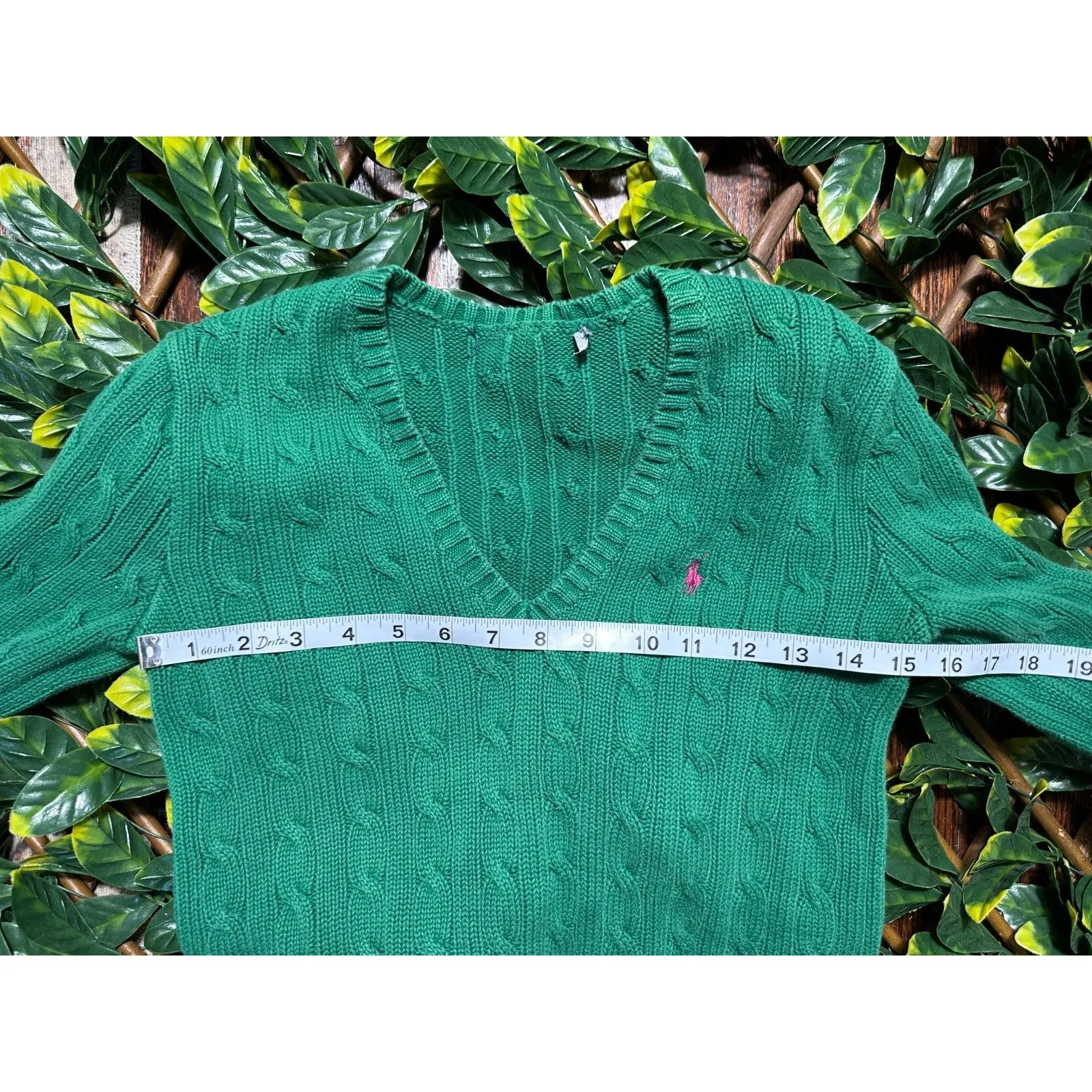 Ralph Lauren Green V Neck Sweater Size Small - Image 6