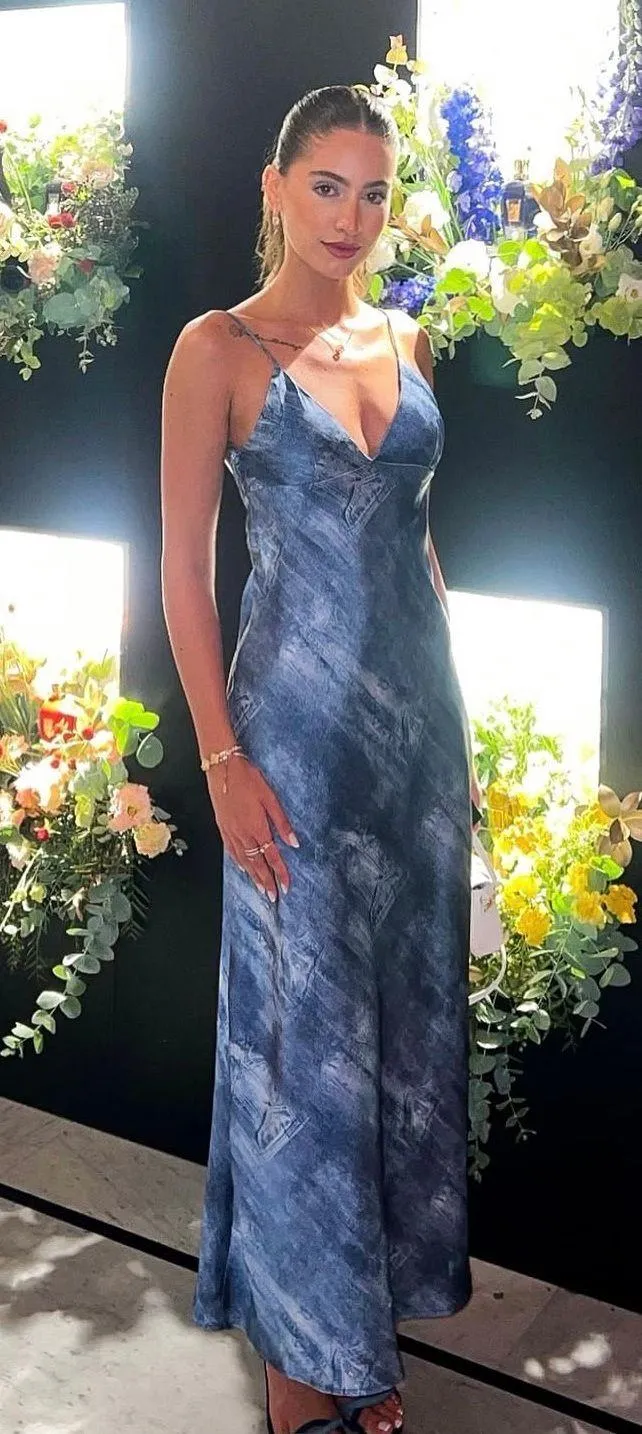 dress maxi denim effect jeans casual summer - Image 2