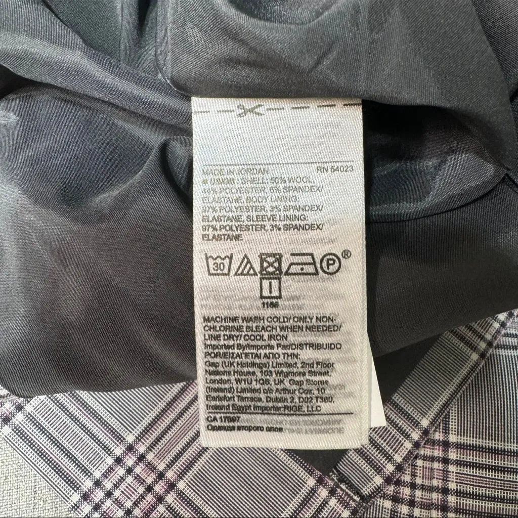 Banana Republic Long & Lean Grey & Lilac Glen Plaid Wool Blazer Jacket Size 6 - Image 12