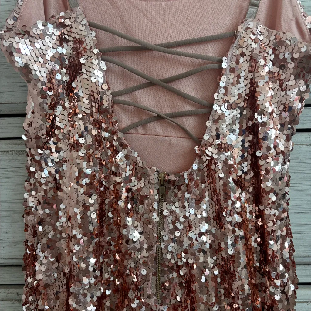 Mind Code Sparkling Copper Mini Dress - Image 3