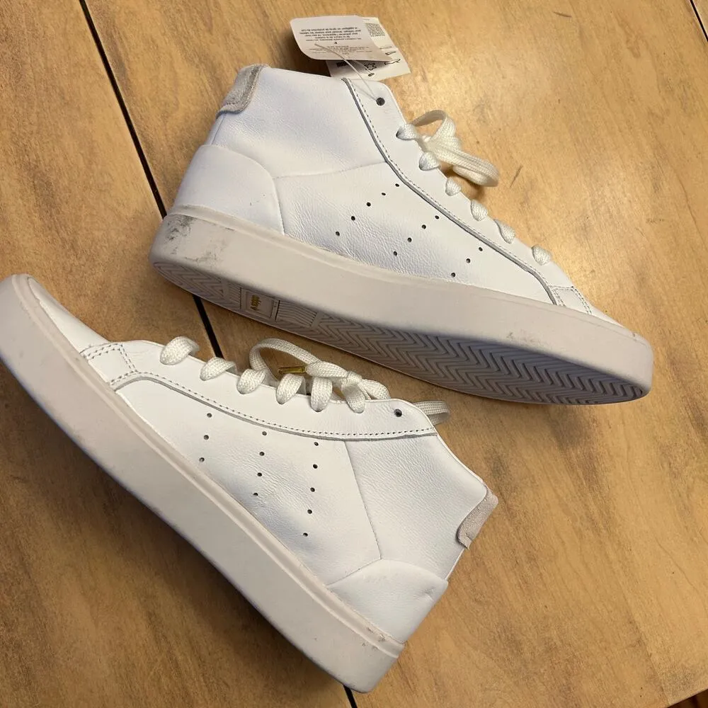 NWT Adidas Women's Sleek Mid Triple White Size 5 Sneakers Shoes - Image 7