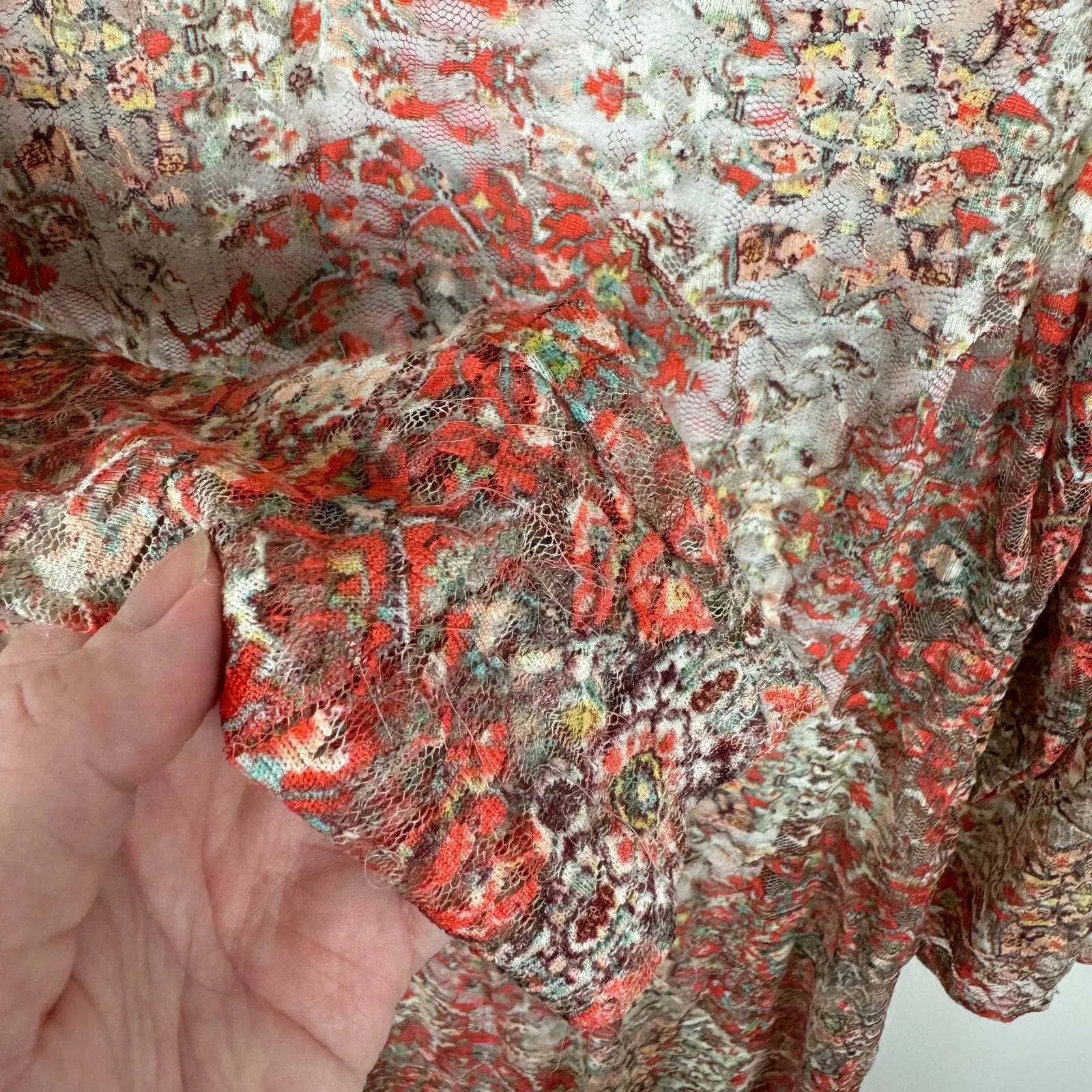 Cocomo Womens‎ Lace Overlay Tunic Top Blouse | Colorful Retro Flowy Classic Pink Size XL - Image 8