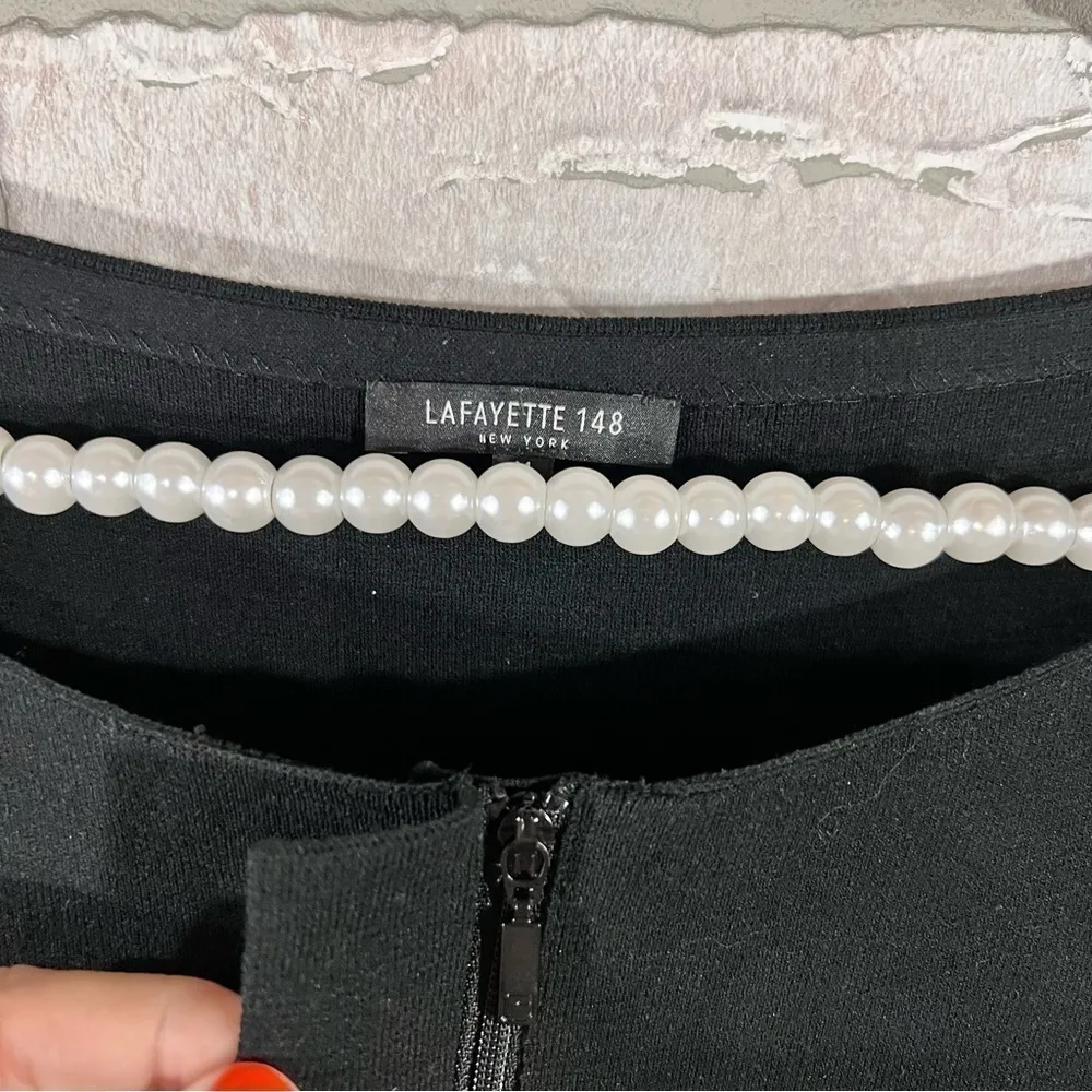 Lafayette 148 Black Half Sleeve Zip Front Duster Cardigan Sweater Size M - Image 11