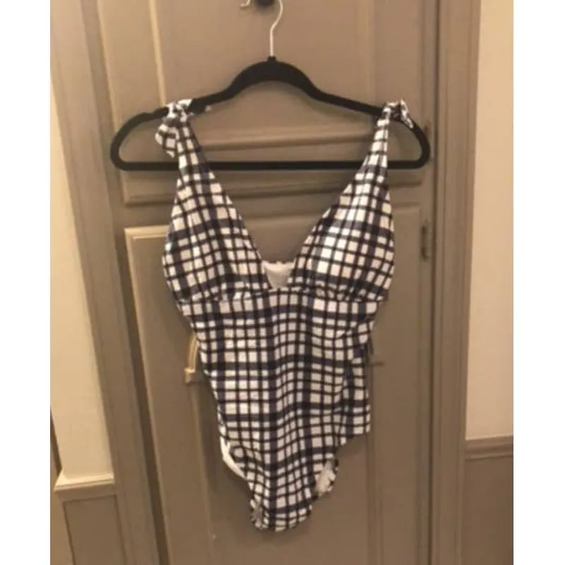 NWT J. Crew One Piece Swimsuit in Marine Plaid - Image 4