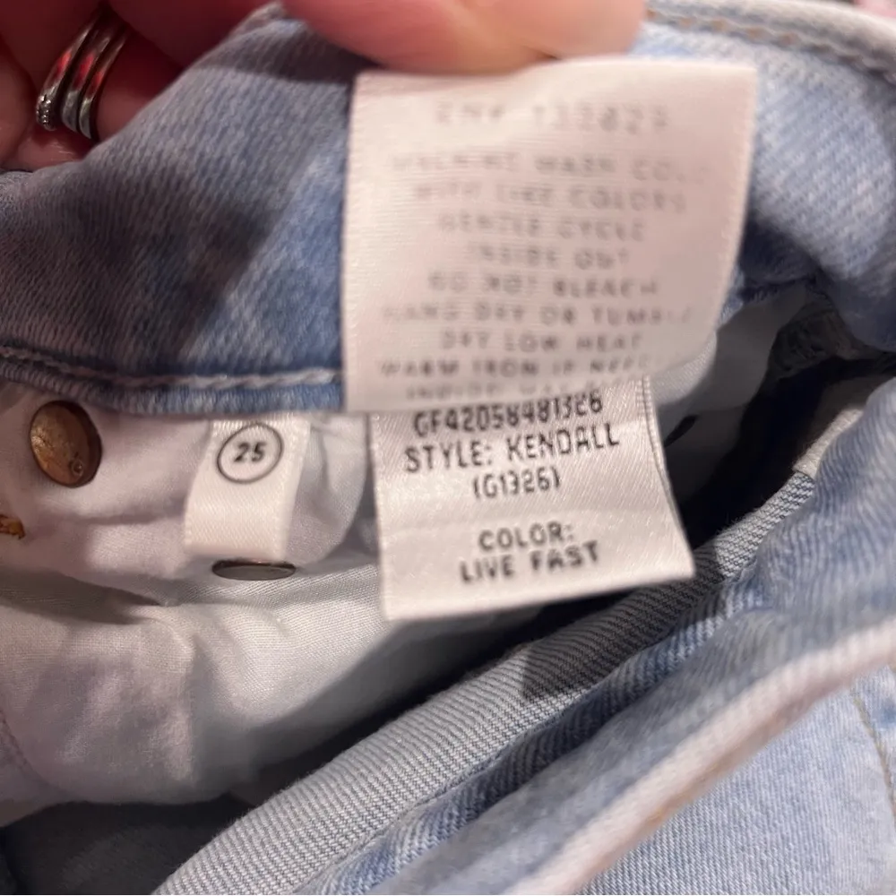 GRLFRND X REVOLVE Kendall High Rise Skinny Jeans Size 25 Distressed Blue Lt Wash - Image 9