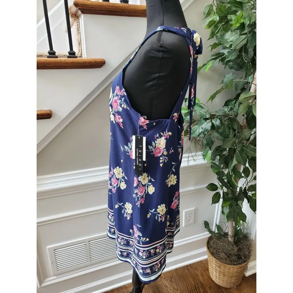 Trixxi Women's Blue Polyester Long Sleeve Halter Neck Knee Length Dress Size L - Image 4