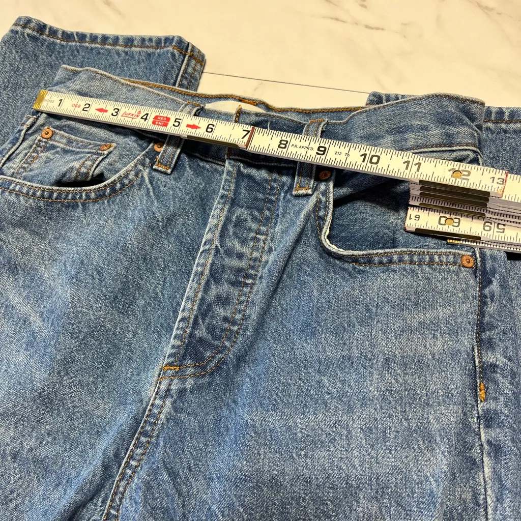 Denim Forum Aritzia Joni high rise loose button fly denim jeans 30 length sz 25 Blue - Image 7