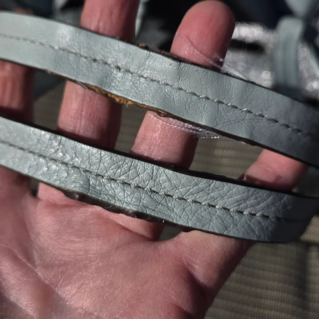 Michael Kors Light Blue/Silver Leather Tote Damaged Handles - Image 7