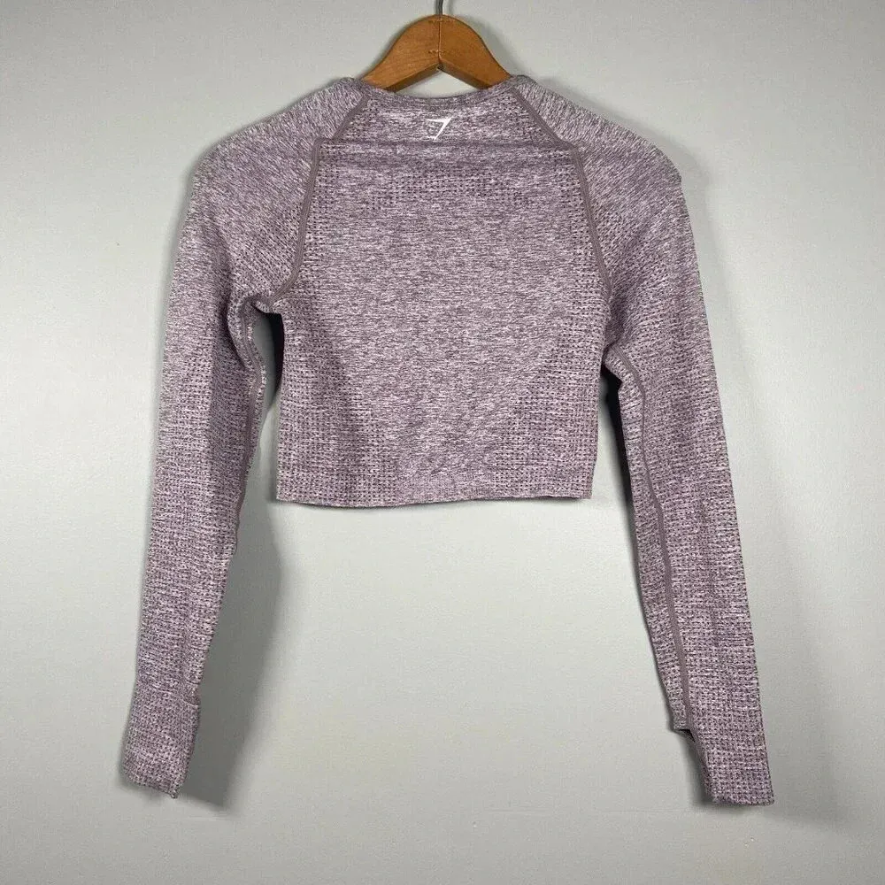 Women's‎ GymShark Vital Seamless Crop 2.0 Long Sleeve Shirt Size S/M Pink Marl - Image 6
