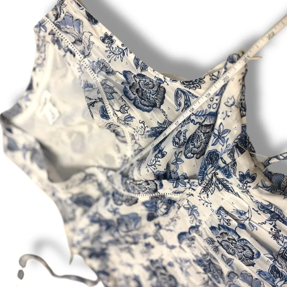 NWOT Lucky Brand Blue White Floral Paisley Faux Wrap Mini Sundress - Size 12 - Image 7