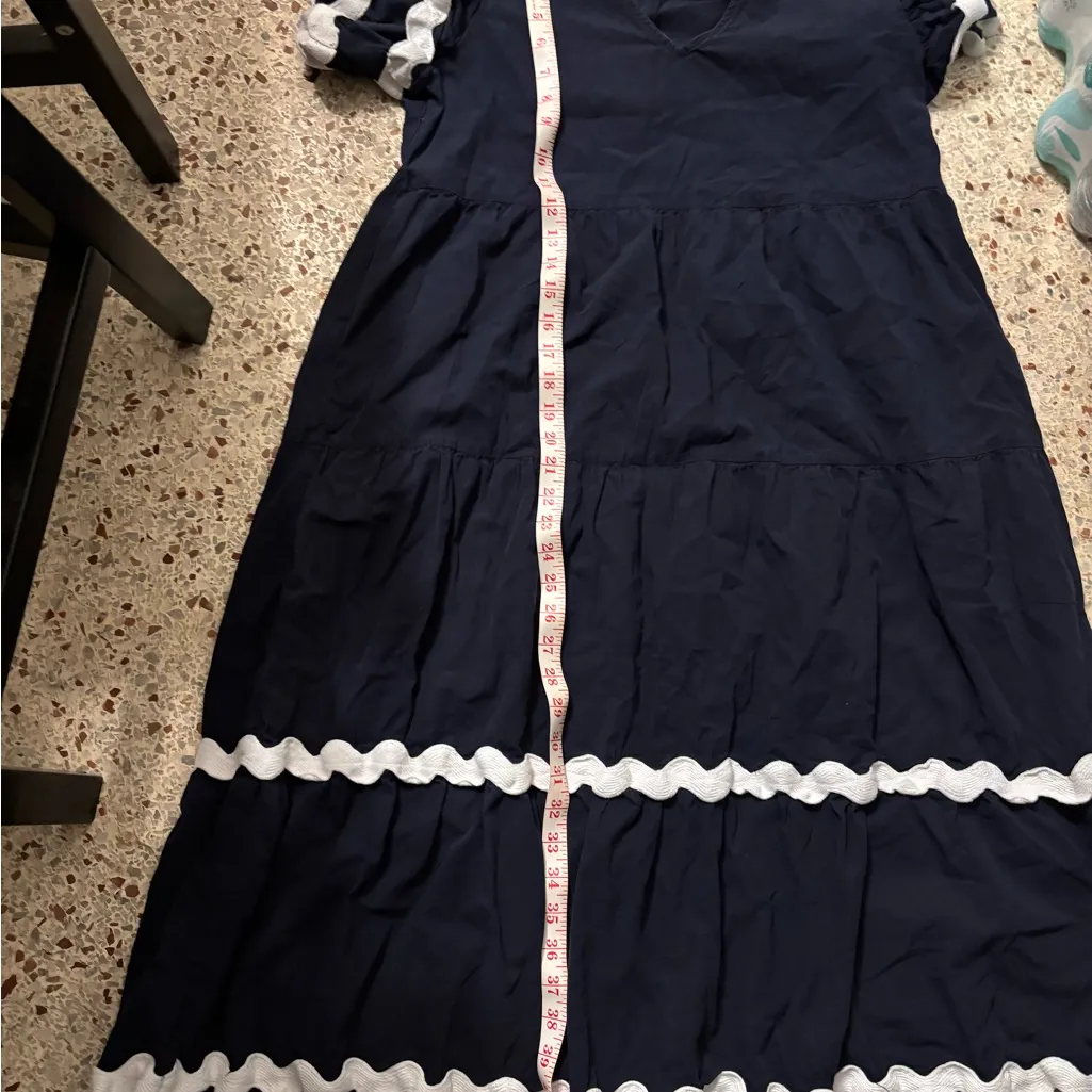 White closet elements cotton navy dress white trim large - Image 8