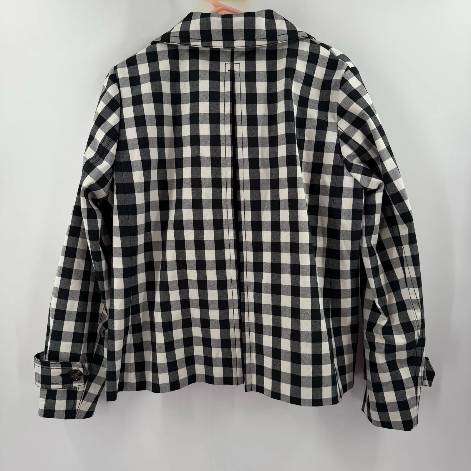 Ann Taylor Jacket Women's Size Small B&W Gingham Double-Breasted Buffalo Check - Image 4