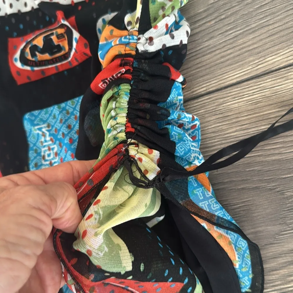 Un Deux Trois Multicolor Graphic mini Dress Green Size XS - Image 3