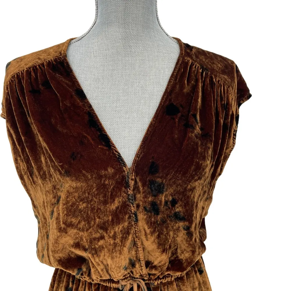 YFB Kellyn Golden Tiger Eye Velvet Dress Size XS Silk Blend - Image 3