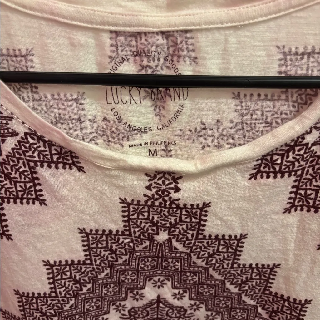 Lucky Brand Maroon Geometric Short Sleeve Tee - Image 3