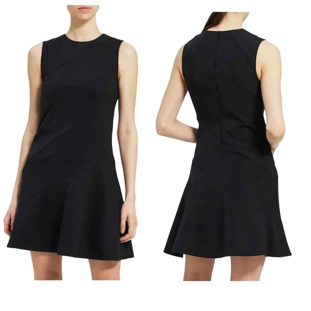 Theory Diagonal Flare Mini Dress Precision Ponte In Black Size 8 - Image 7