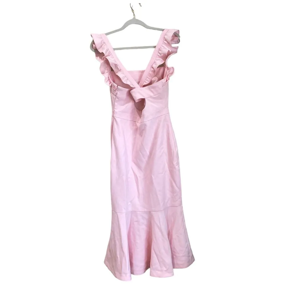 LIKELY Hara Dress in Rose Shadow Pink Ruffle Strap Size 4 Formal Midi Mermaid - Image 4