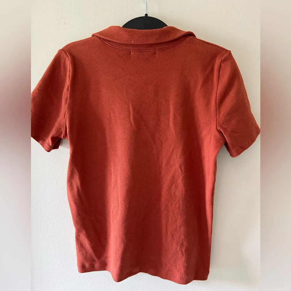 Urban Outfitters Burnt Orange Collared Button Down Shirt - Image 2