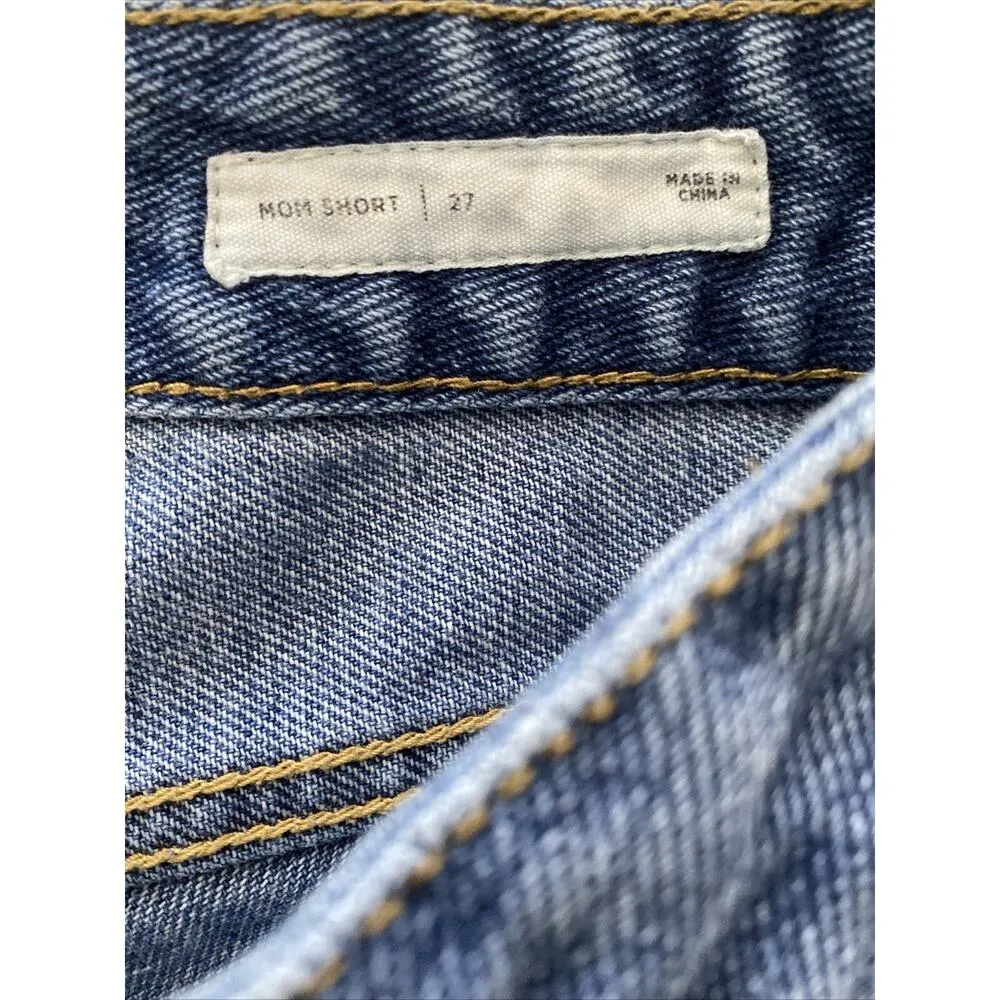 Pacsun Women's Size 27 Blue Denim Mom Shorts Rolled Cuff Medium Wash‎ Summer - Image 6
