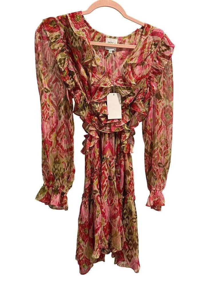 MISA Los Angeles Amanya Summer Ikat Mini Flowy Cut Out Dress NWT XS $370 - Image 2