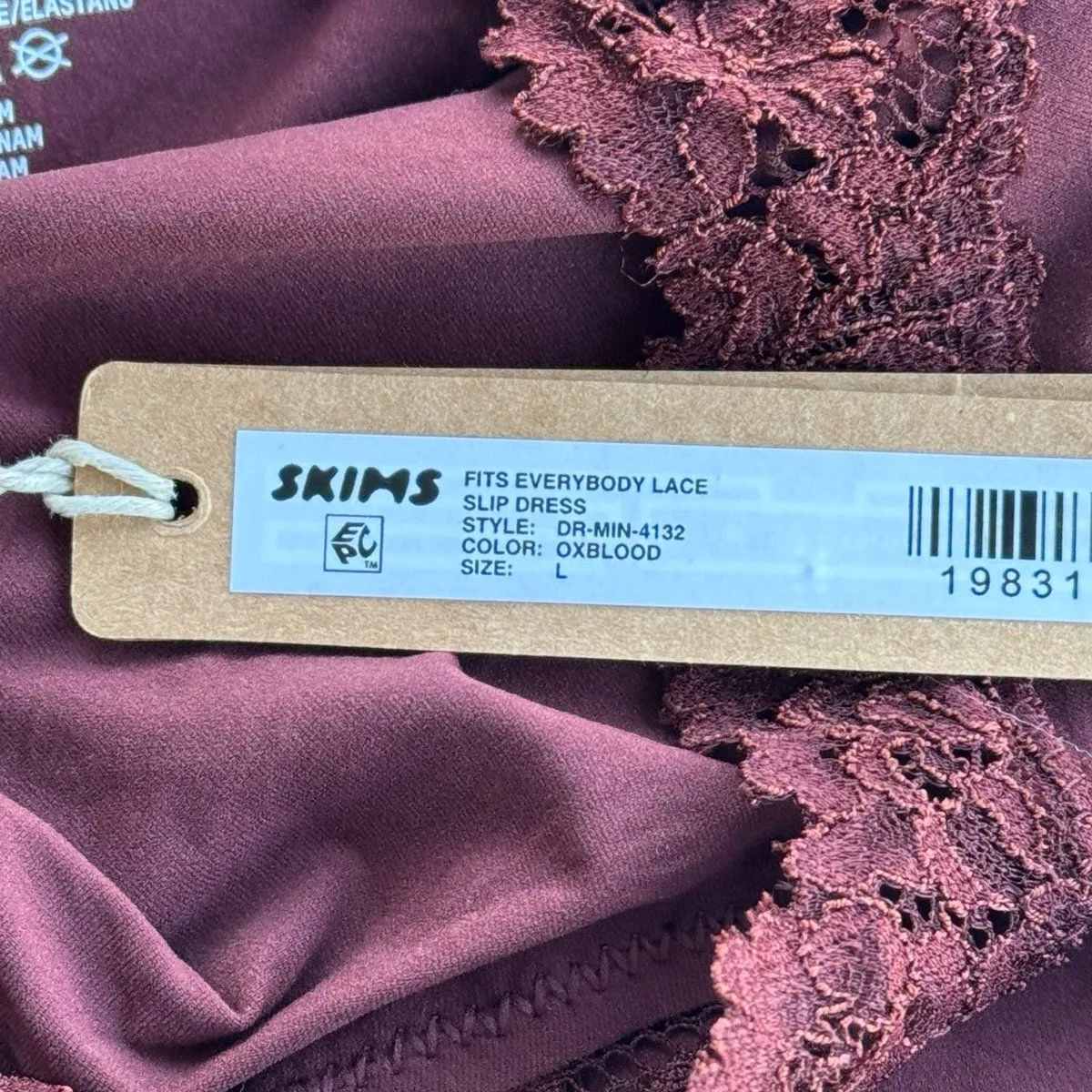 Skims Fits Everybody Lace Slip Dress Oxblood Size Large - Image 11