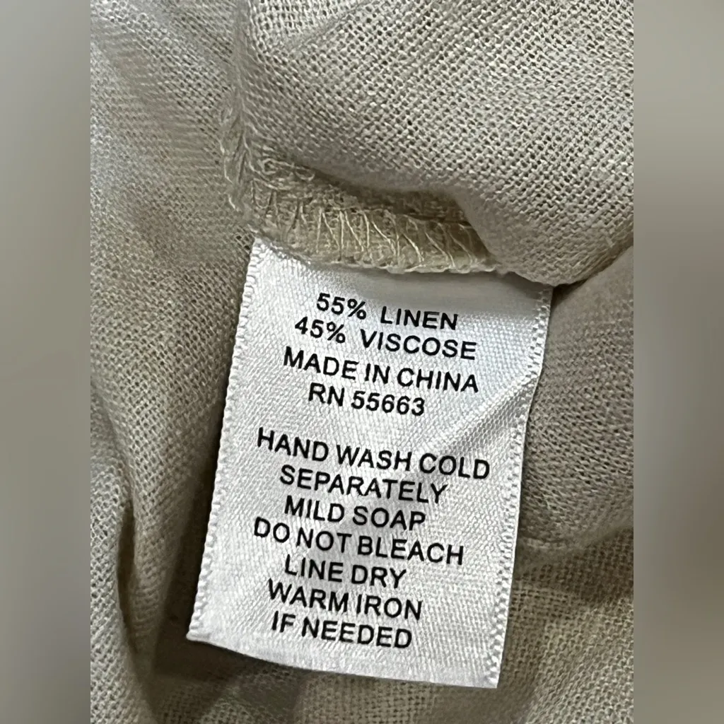 J by Joie Cream Belted Linen Blend Wide-Leg Pants Size L - Image 2