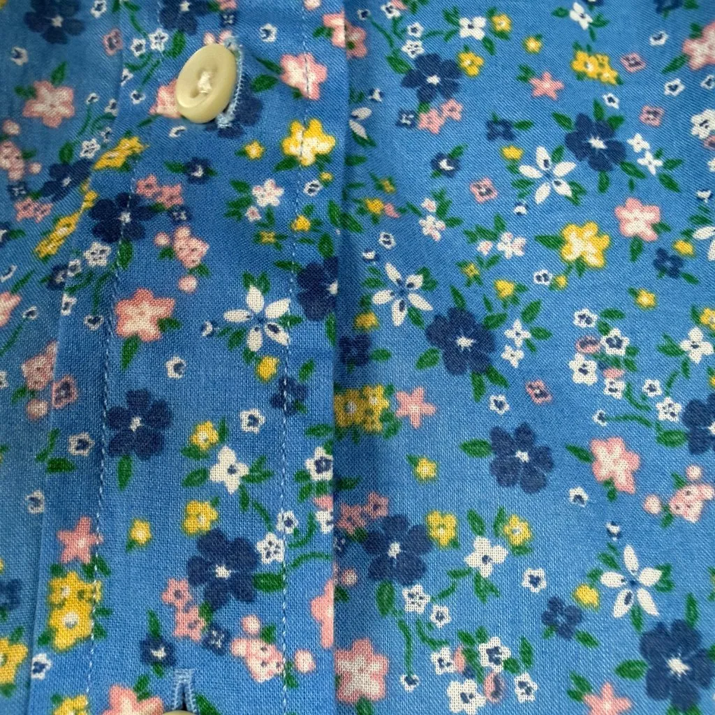 Ralph Lauren blue floral long sleeve collared button down shirt women's size M - Image 6