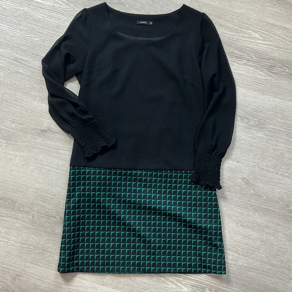 Moma • long sheer sleeve printed dress - Image 6