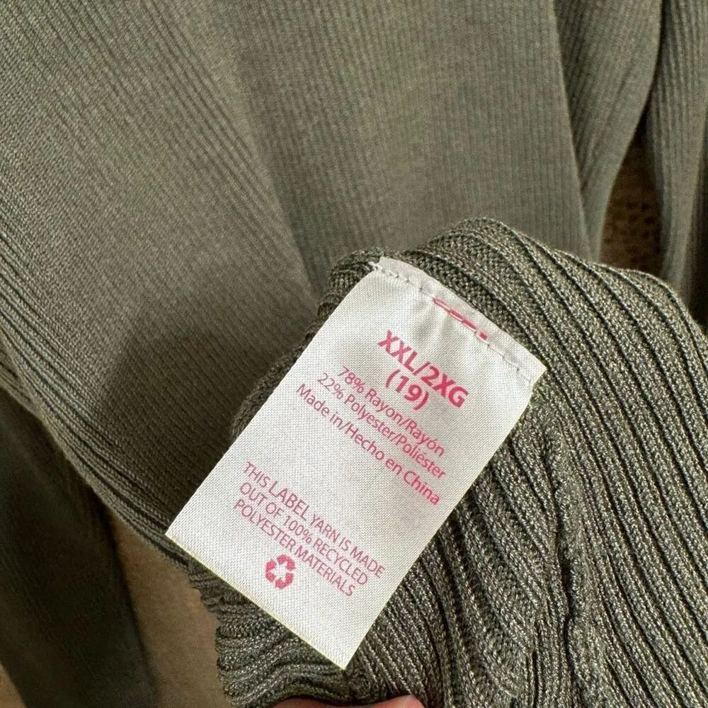 No Boundaries Olive Green Ribbed Stretchy Lace Up Sweater XXL NWOT - Image 5