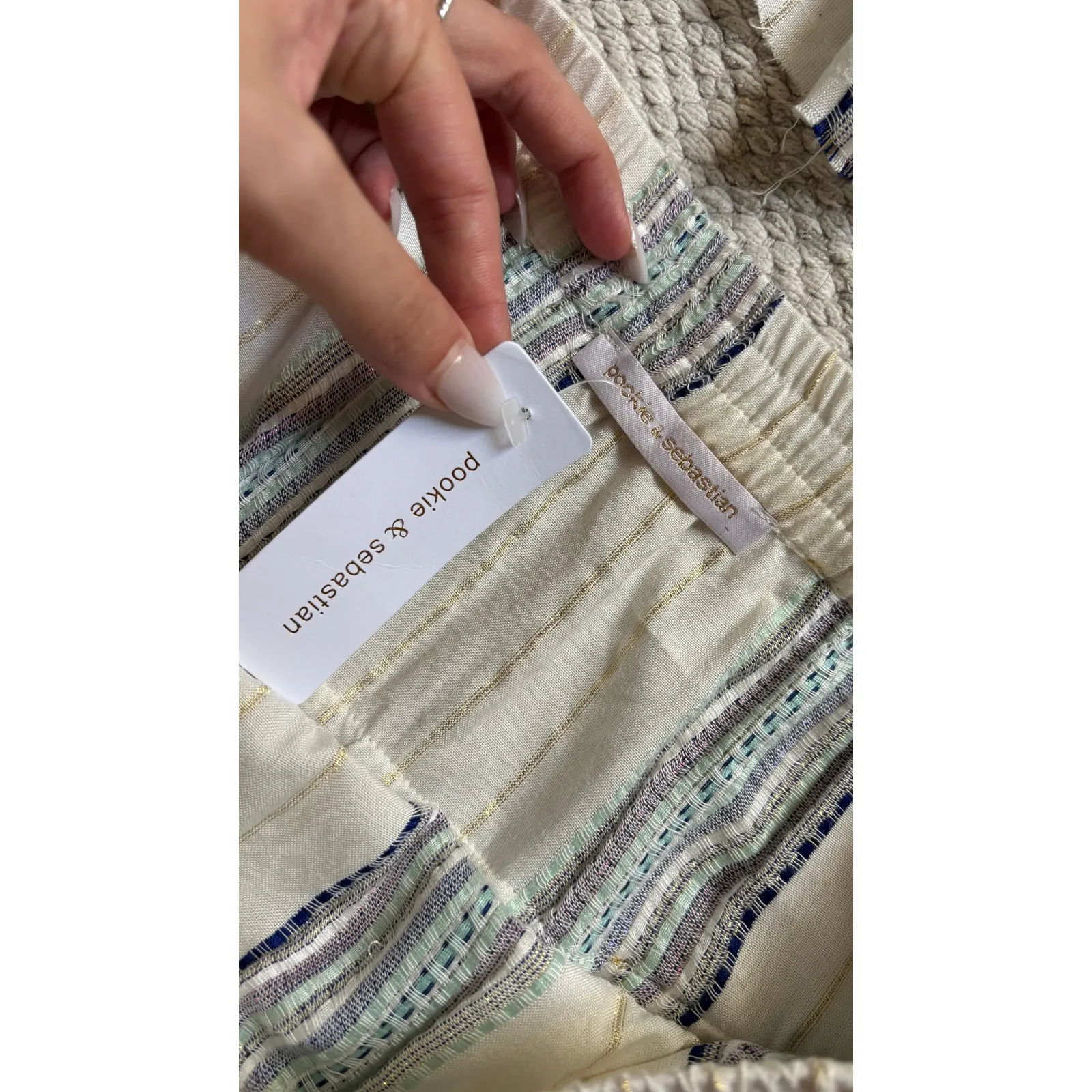 0140. NWT Pookie & Sebastian Ruffle Tiered Off‎ Shoulder Two Piece Set - Image 9