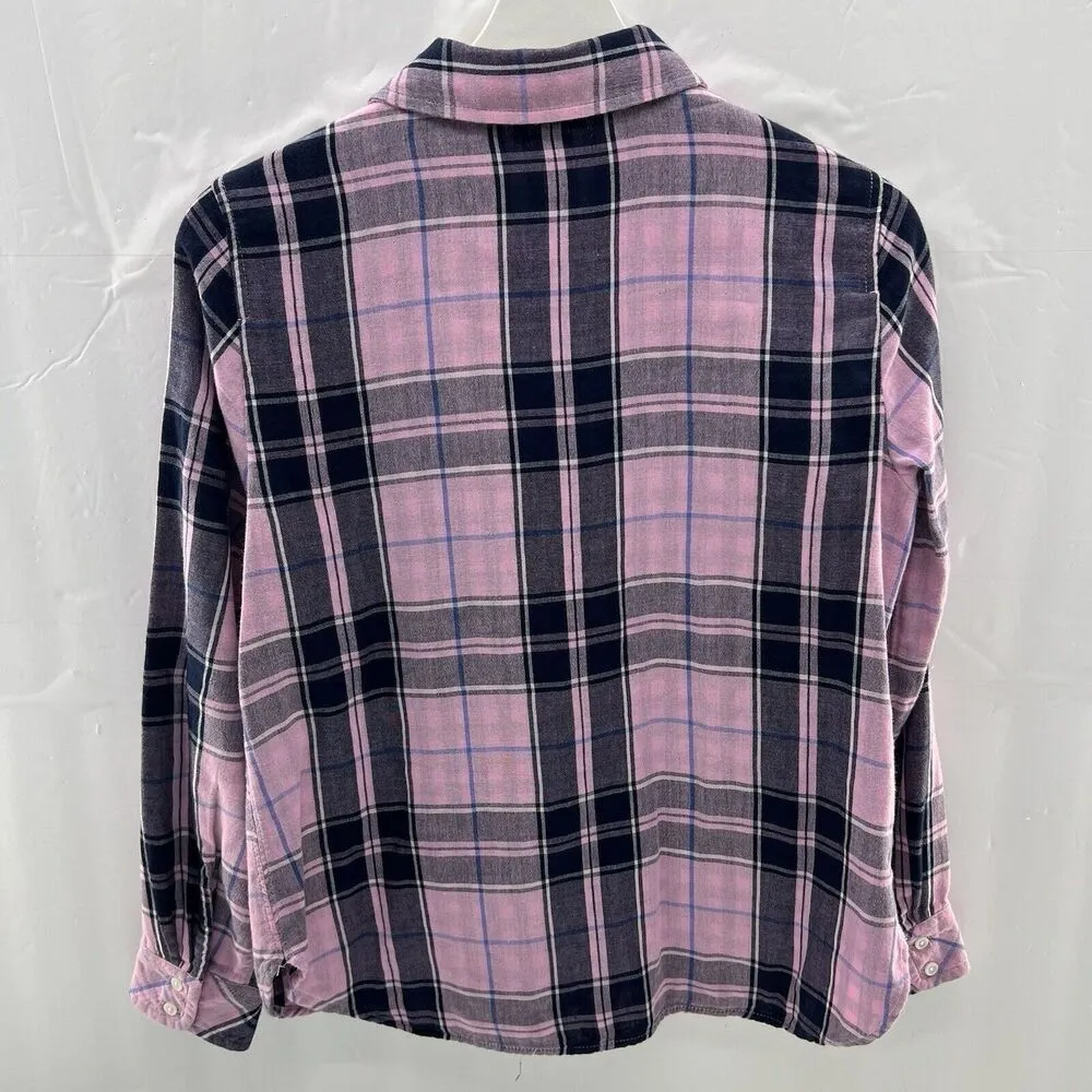 Talbots Size SP Petite Button Up Shirt Classic Cotton Pink Plaid Long Sleeve - Image 7
