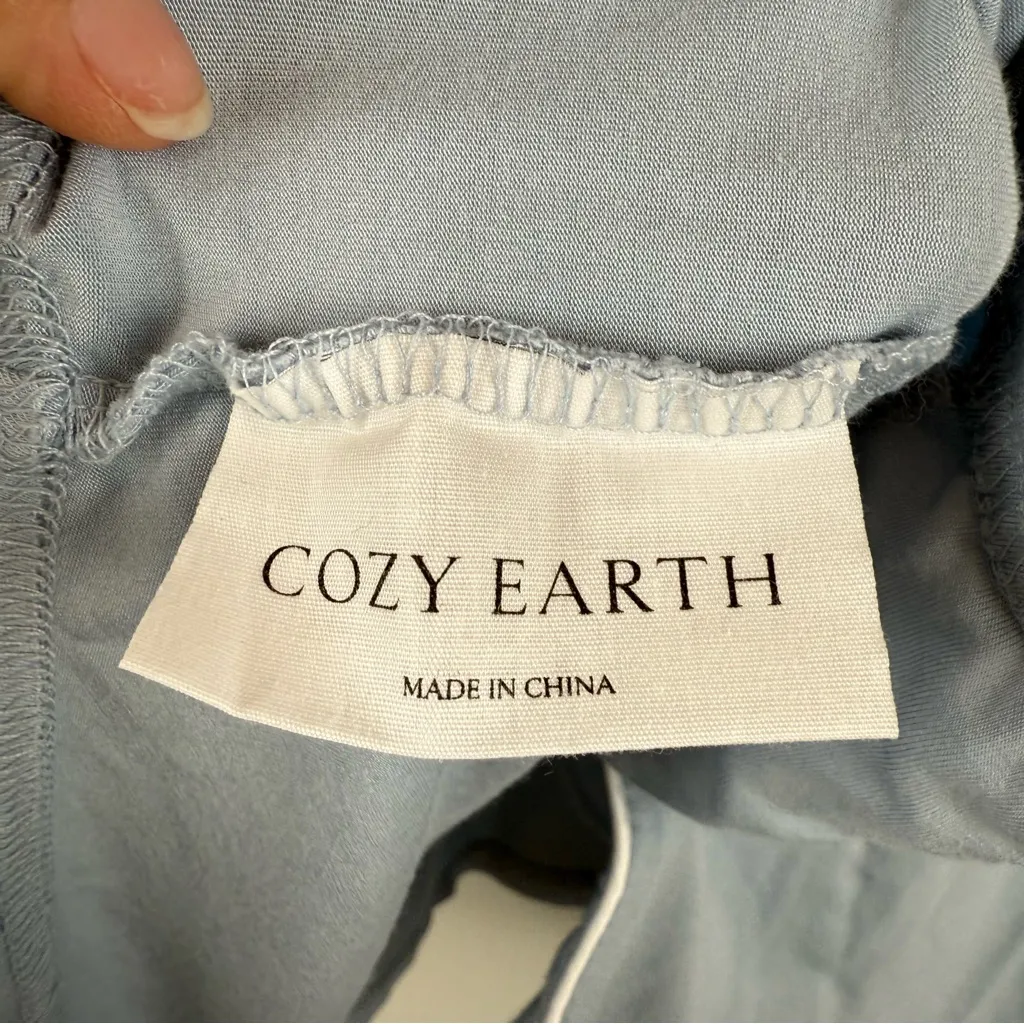 Cozy Earth Women's Size Medium Baby Blue Bamboo Pajama Top Collared Button Down - Image 6