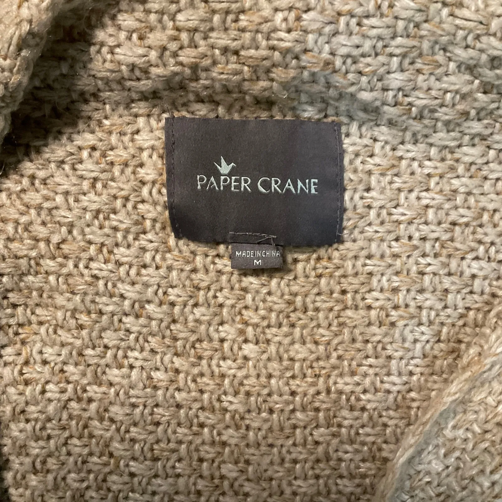 Paper Crane Cardigan Sweater Medium Knit Fringe‎ - Image 2