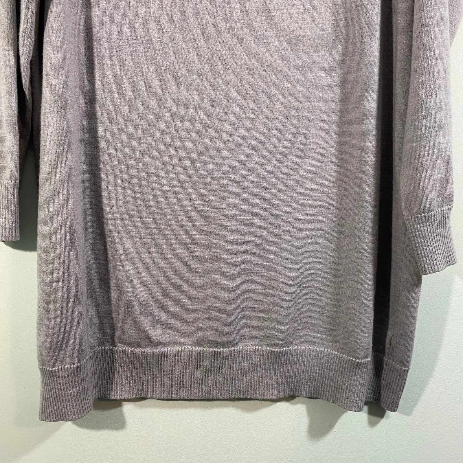 Eileen Fisher Women Grey 100% Merino Wool Quarter Sleeve Tunic Sweater Size S/P - Image 3