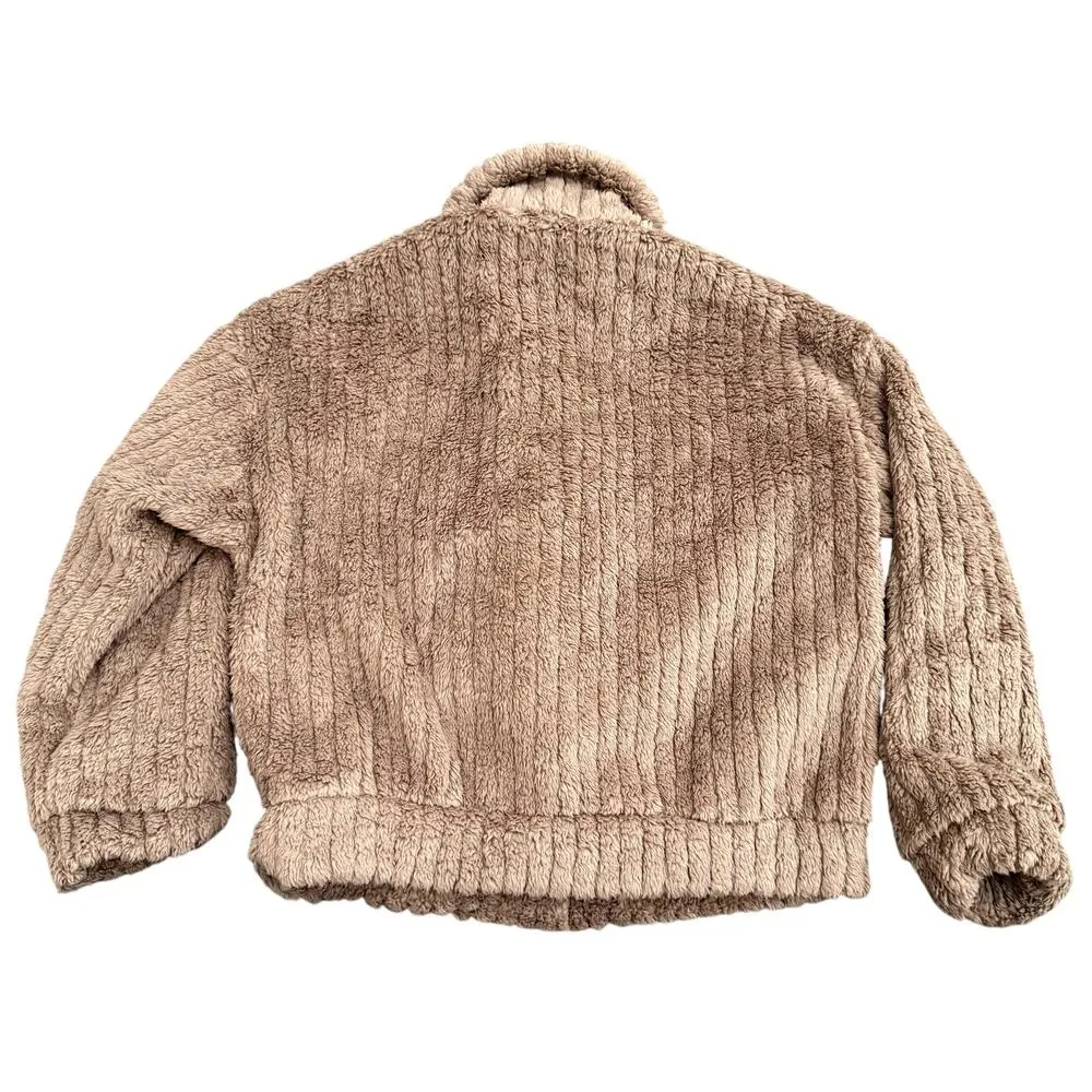 Women's Fuzzy Button Down Jacket in Brown, Size XL - Image 2