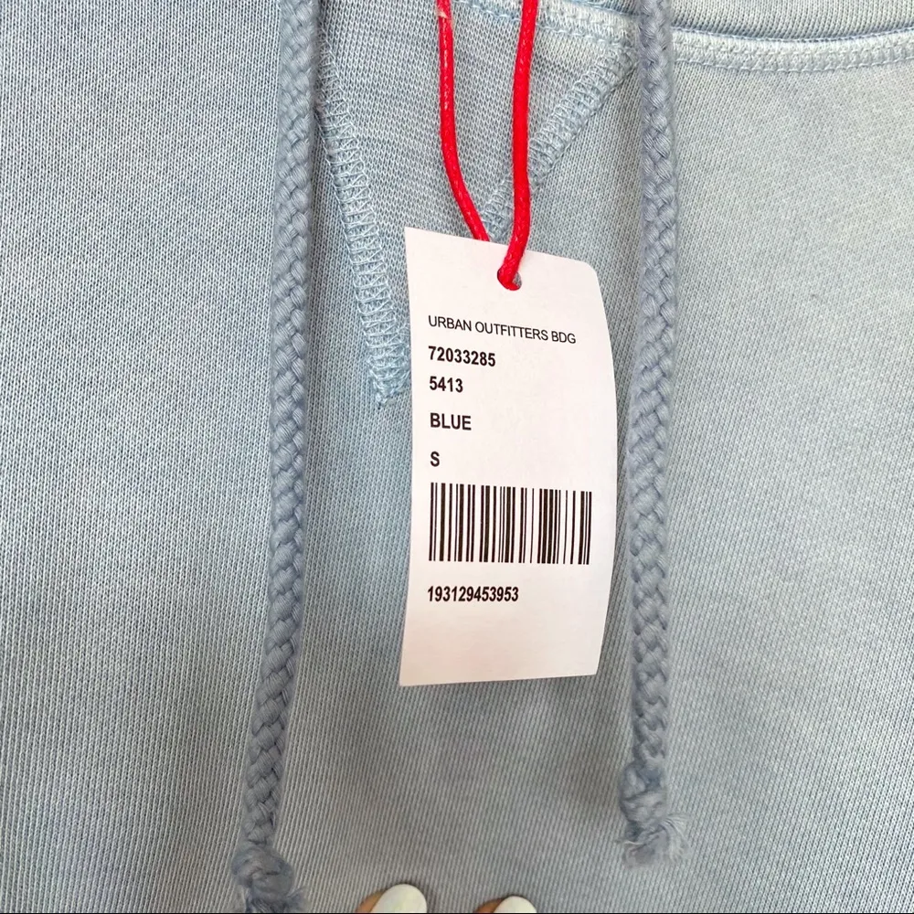 NWT BDG Slouchy Cropped Hoodie Dusty Blue Size Small - Image 8