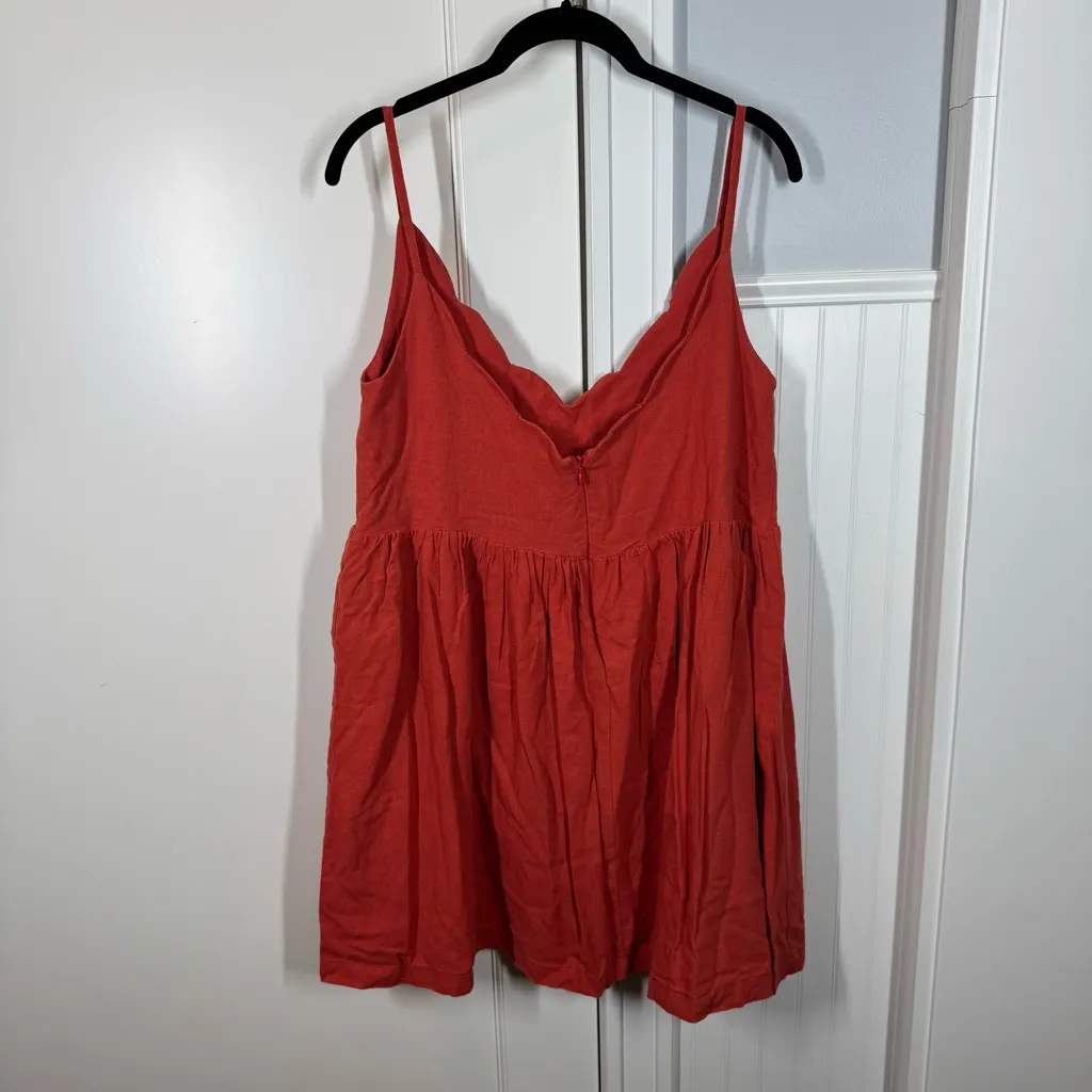 SAAJ Paris Robe Adele Corail coral linen viscose Mini Dress size 6 resortwear Orange - Image 5