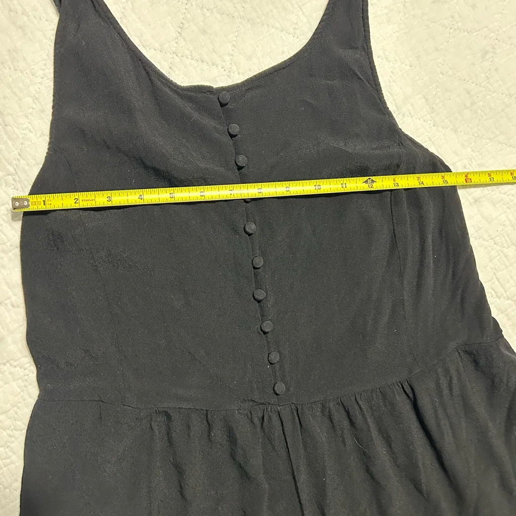 Madewell smocked button-front crop jumpsuit black size 12wide leg viscose - Image 7