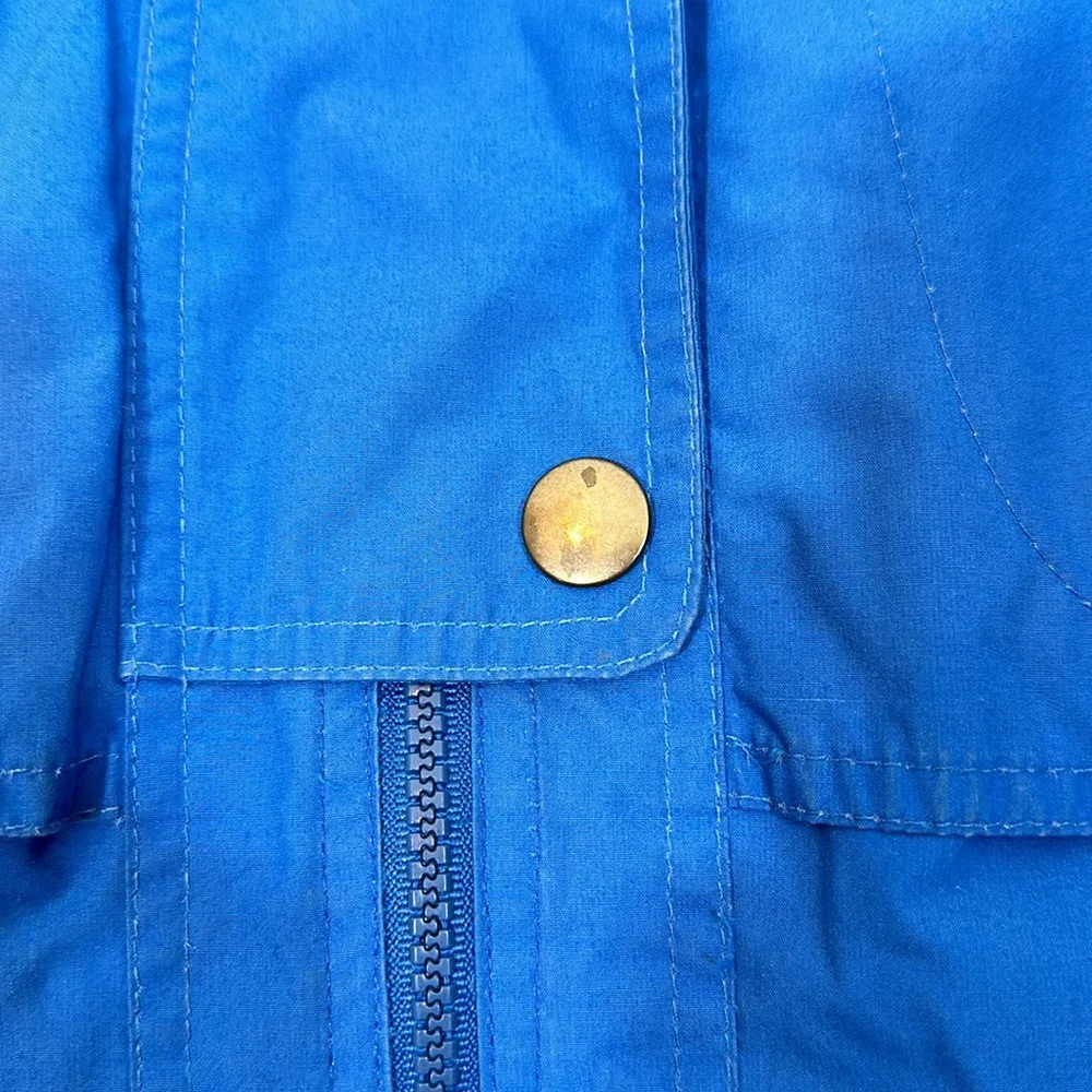 London Fog Vintage Blue White Striped Boxy Rain Jacket Coat Women Size XS Petite - Image 3