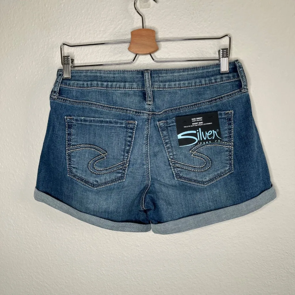 Silver Jeans Womens Curvy Mid Rise Suki Denim Shorts Size 29 Blue - Image 6