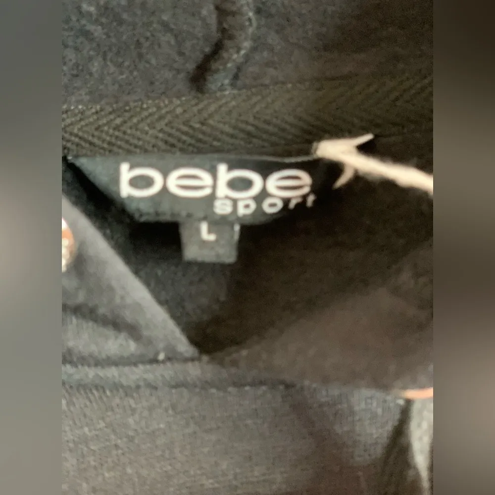 Bebe Sport Black Hoodie with Pink cheetah Logo.  Size Large - Image 3