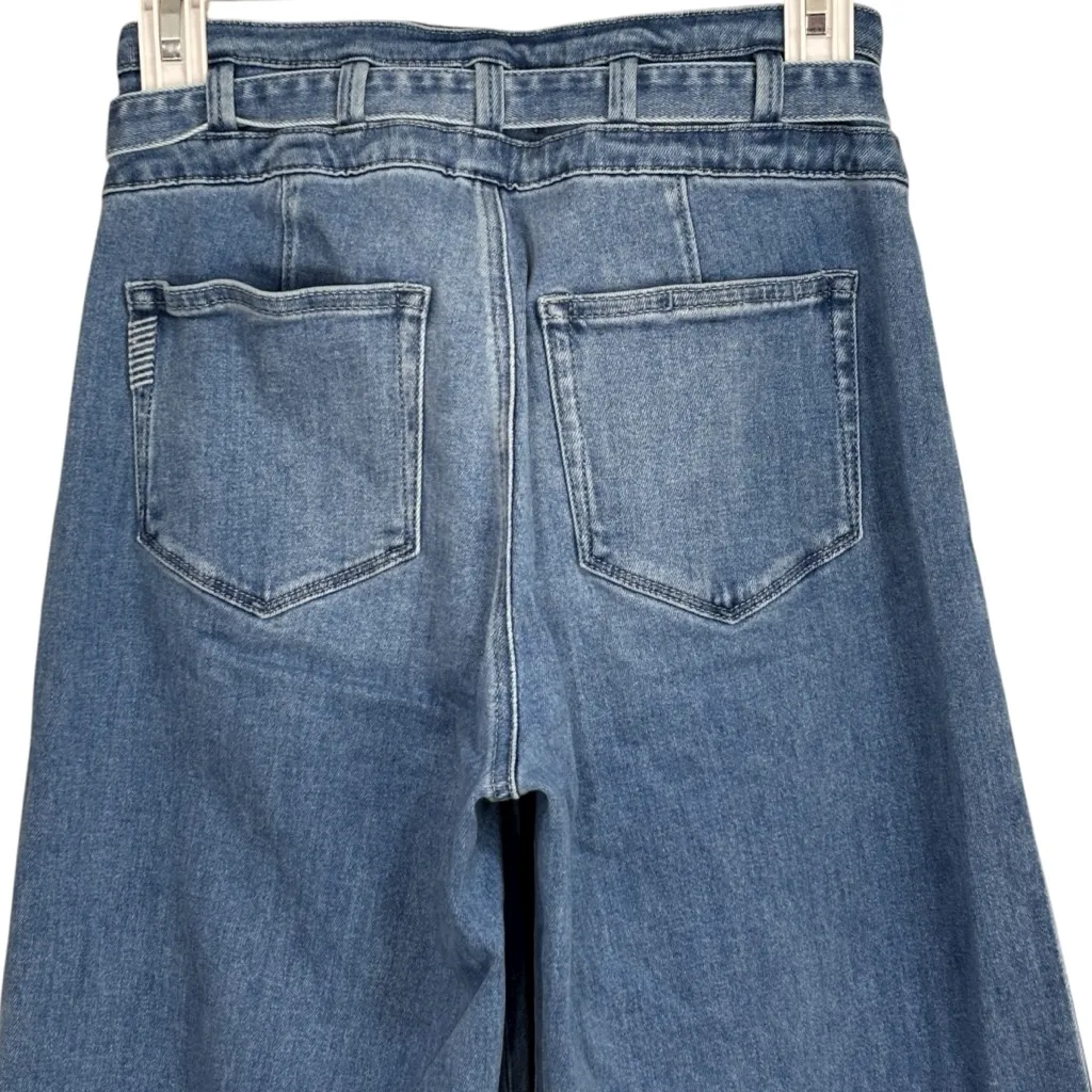 PAIGE Wide Leg Frankie Inset Belted Cropped Blue Bristol Jeans Women’s size 25 - Image 10