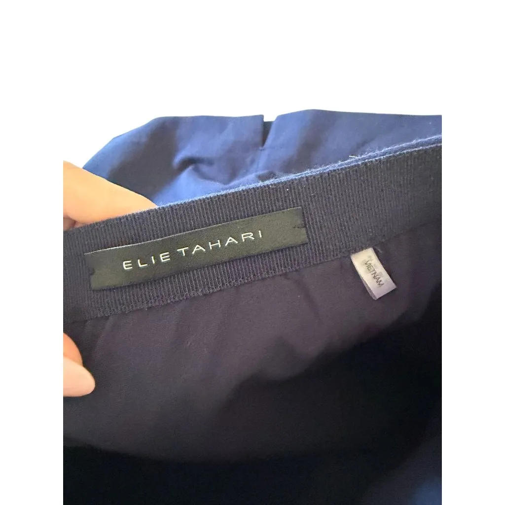 ELIE TAHARI Navy Blue Zip Pocket Pencil Skirt Size US 2 - Image 8