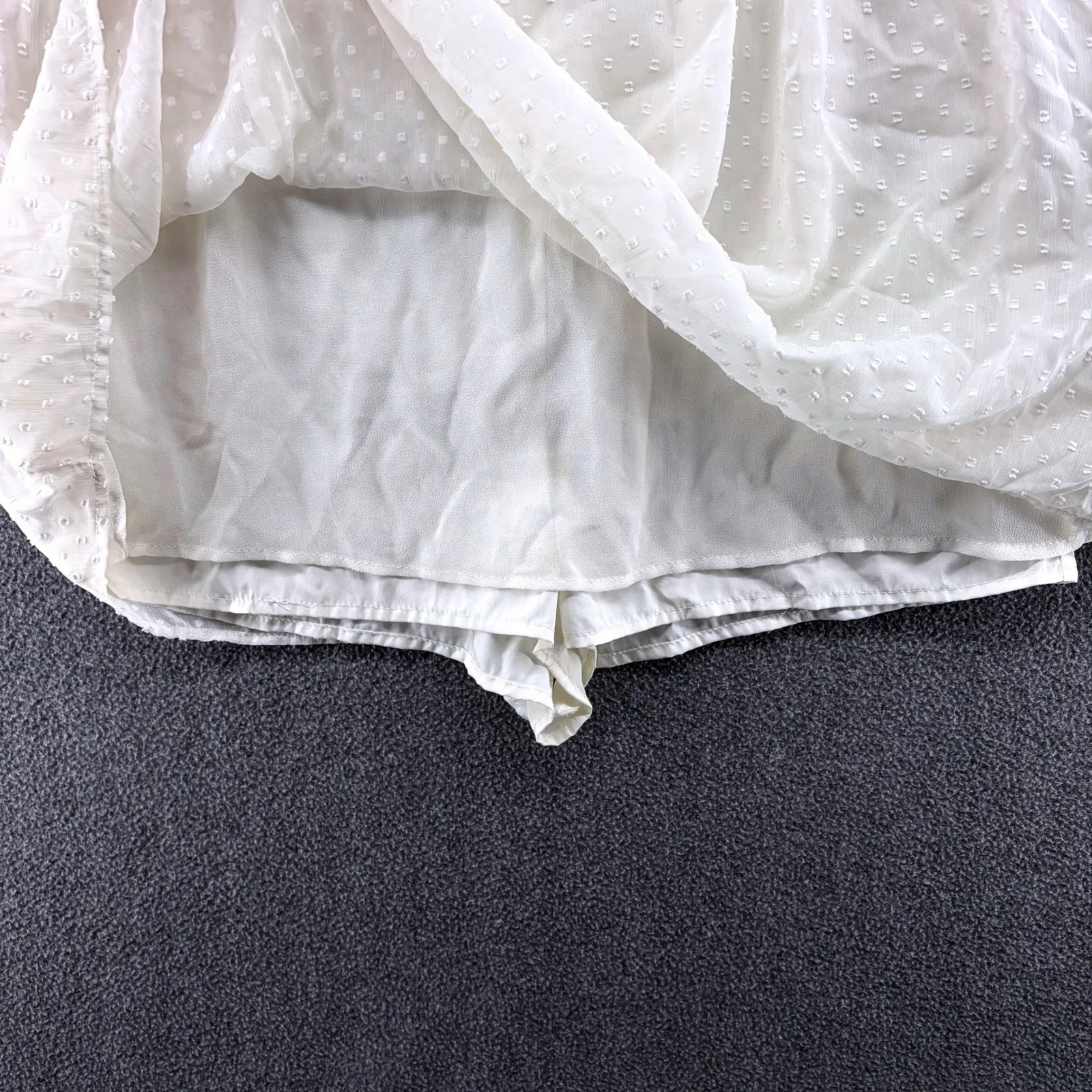 Zara Trafaluc Collection Ivory Floral Embroidered Babydoll Romper XS White - Image 7