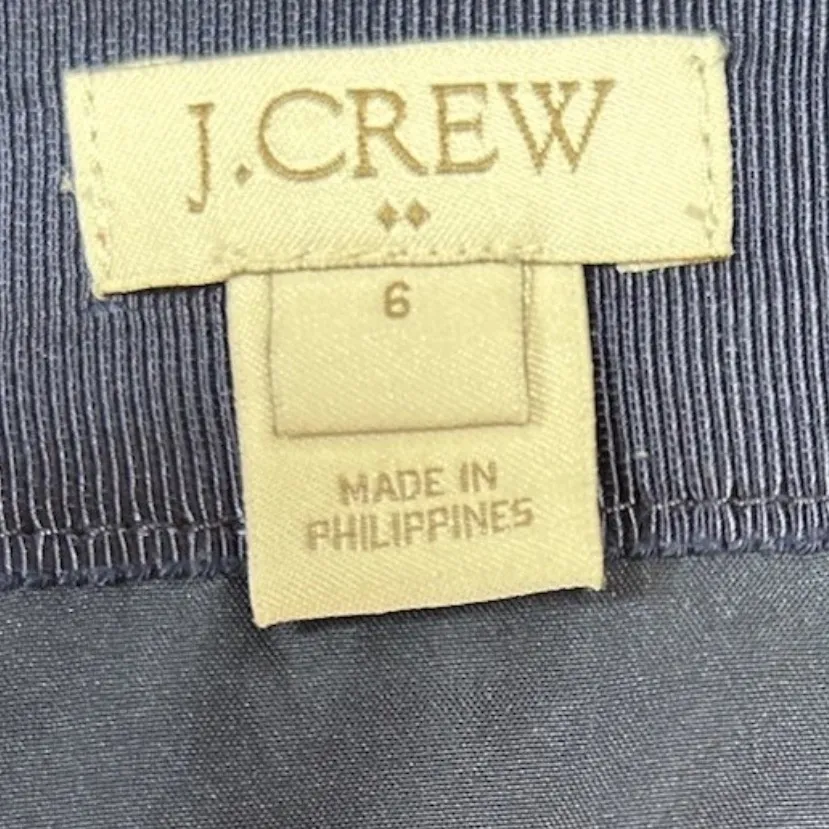 J. Crew Pencil Skirt Woven Navy Blue Fuchsia Pink Floral Women's SZ 6 - Image 3