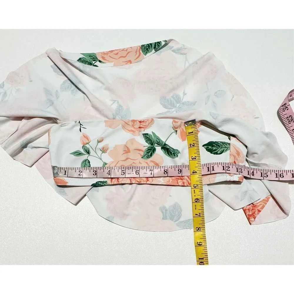 Show Me Your Mumu‎ Mermaid Bondi Floral Ruffle Bikini Top Swimwear White Medium - Image 10